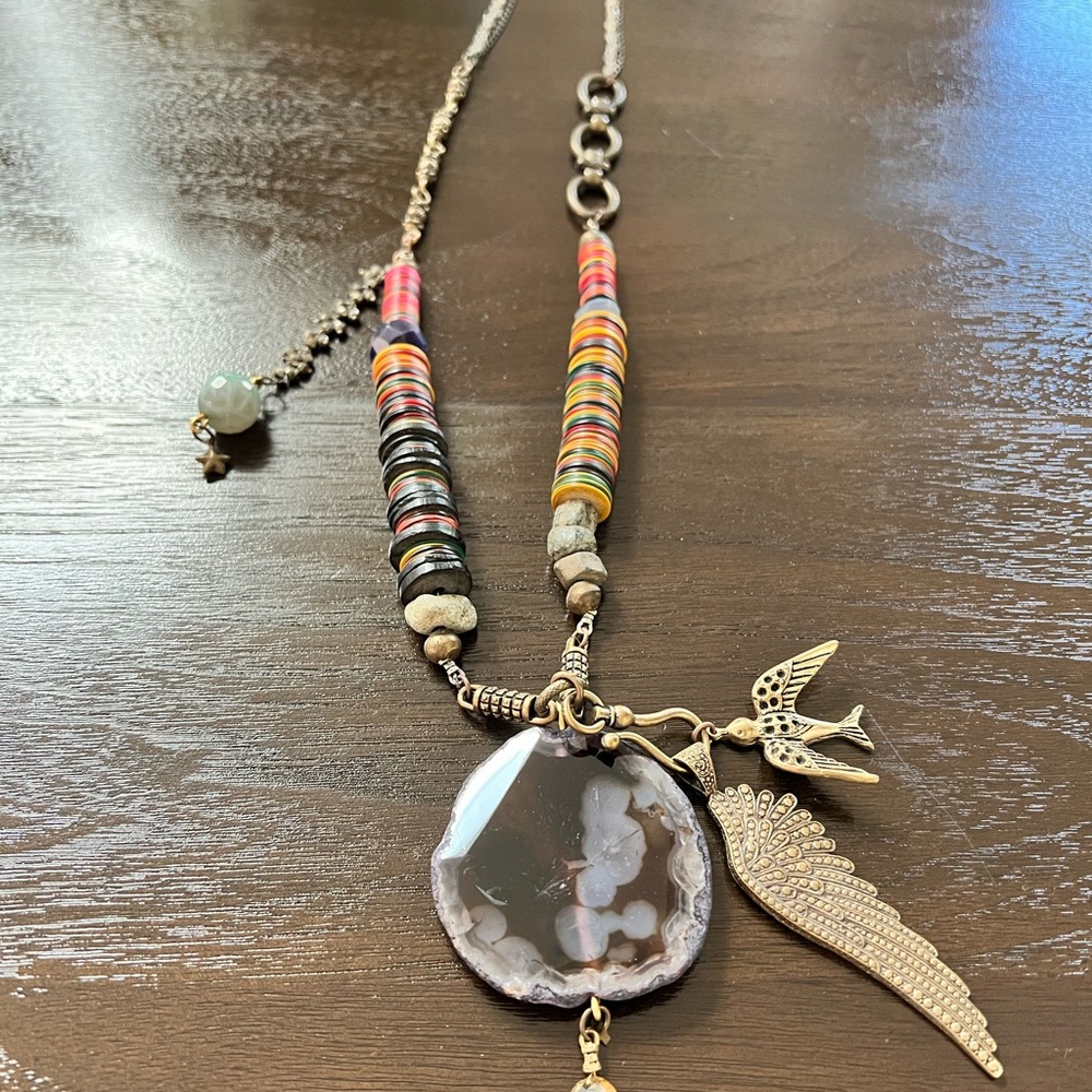 Bohemian Multi-Color Necklace with Gold Accents